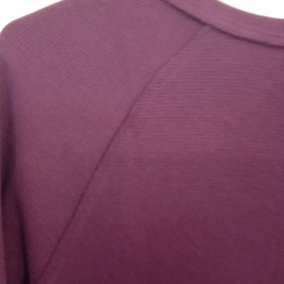 Kismet Burgundy  Long Sleeve Thermal V Neck Tee Shirt - Picture 6 of 12